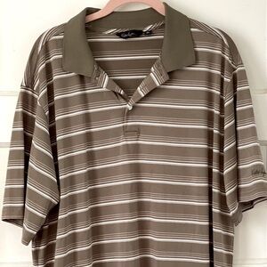 Walter Hagen Stripes Polo Grey/Gray White Size XL Short Sleeve Shirt
